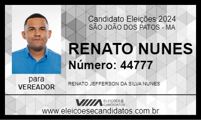 Candidato RENATO NUNES 2024 - SÃO JOÃO DOS PATOS - Eleições