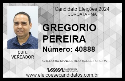 Candidato GREGORIO PEREIRA 2024 - COROATÁ - Eleições