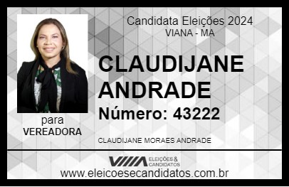 Candidato CLAUDIJANE ANDRADE 2024 - VIANA - Eleições