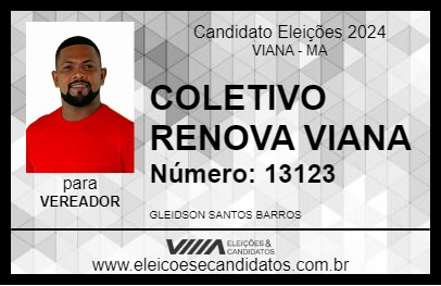 Candidato GUEGUE COLETIVO RENOVA VIANA 2024 - VIANA - Eleições