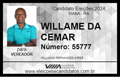 Candidato WILLAME DA CEMAR 2024 - VIANA - Eleições