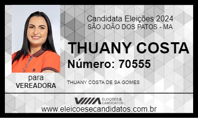 Candidato THUANY COSTA 2024 - SÃO JOÃO DOS PATOS - Eleições