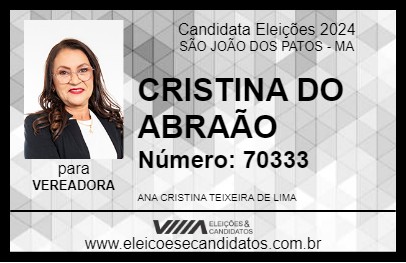 Candidato CRISTINA DO ABRAÃO 2024 - SÃO JOÃO DOS PATOS - Eleições