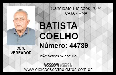 Candidato BATISTA COELHO 2024 - CAJARI - Eleições