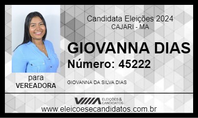 Candidato GIOVANNA DIAS 2024 - CAJARI - Eleições