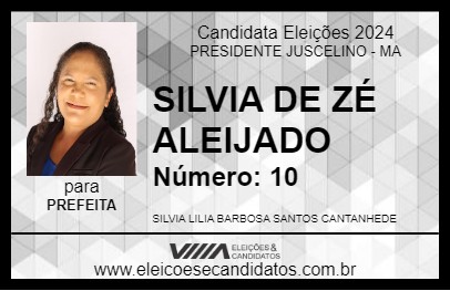 Candidato SILVIA DE ZÉ ALEIJADO 2024 - PRESIDENTE JUSCELINO - Eleições