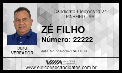 Candidato ZÉ FILHO 2024 - PINHEIRO - Eleições