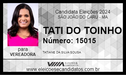 Candidato TATI DO TOINHO 2024 - SÃO JOÃO DO CARÚ - Eleições