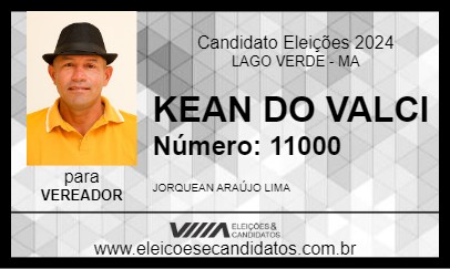 Candidato KEAN DO VALCI 2024 - LAGO VERDE - Eleições