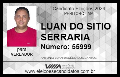 Candidato LUAN DO SITIO SERRARIA 2024 - PERITORÓ - Eleições