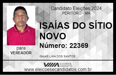 Candidato ISAÍAS DO SÍTIO NOVO 2024 - PERITORÓ - Eleições