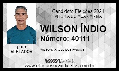 Candidato WILSON ÍNDIO 2024 - VITÓRIA DO MEARIM - Eleições