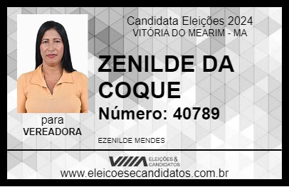 Candidato ZENILDE DA COQUE 2024 - VITÓRIA DO MEARIM - Eleições