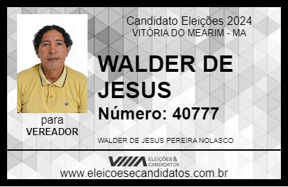 Candidato WALDER DE JESUS 2024 - VITÓRIA DO MEARIM - Eleições