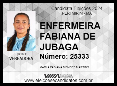 Candidato ENFERMEIRA FABIANA DE JUBAGA 2024 - PERI MIRIM - Eleições