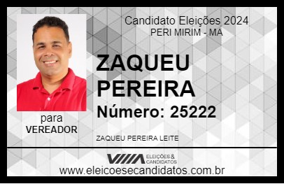 Candidato ZAQUEU PEREIRA 2024 - PERI MIRIM - Eleições