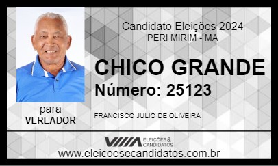 Candidato CHICO GRANDE 2024 - PERI MIRIM - Eleições