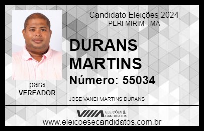 Candidato DURANS MARTINS 2024 - PERI MIRIM - Eleições