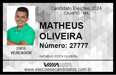 Candidato MATHEUS OLIVEIRA 2024 - CAJAPIÓ - Eleições