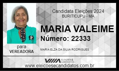 Candidato MARIA VALEIME 2024 - BURITICUPU - Eleições