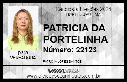 Candidato PATRICIA DA PORTELINHA 2024 - BURITICUPU - Eleições