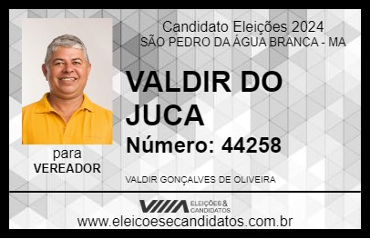 Candidato VALDIR DO JUCA 2024 - SÃO PEDRO DA ÁGUA BRANCA - Eleições