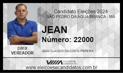 Candidato JEAN 2024 - SÃO PEDRO DA ÁGUA BRANCA - Eleições