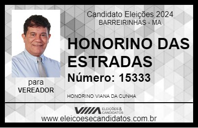 Candidato HONORINO DAS ESTRADAS  2024 - BARREIRINHAS - Eleições