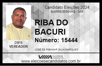 Candidato RIBA DO BACURI  2024 - BARREIRINHAS - Eleições