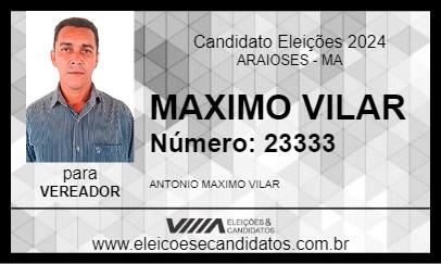 Candidato MAXIMO VILAR 2024 - ARAIOSES - Eleições