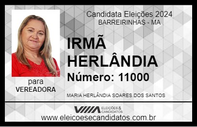 Candidato IRMÃ HERLANDIA 2024 - BARREIRINHAS - Eleições