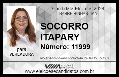 Candidato SOCORRO ITAPARY 2024 - BARREIRINHAS - Eleições