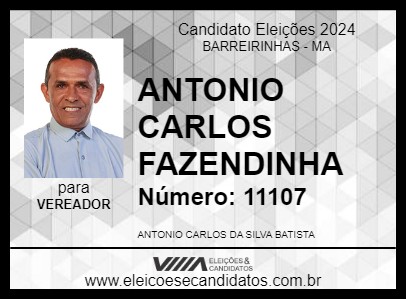 Candidato ANTONIO CARLOS FAZENDINHA 2024 - BARREIRINHAS - Eleições