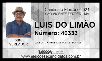 Candidato LUIS DO LIMÃO 2024 - SÃO VICENTE FERRER - Eleições