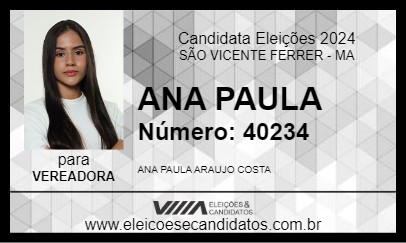 Candidato ANA PAULA 2024 - SÃO VICENTE FERRER - Eleições