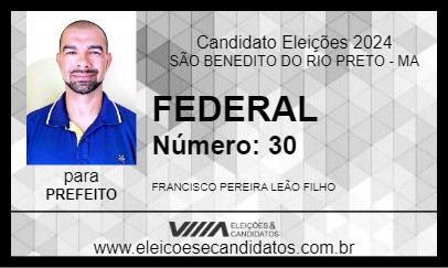 Candidato FEDERAL 2024 - SÃO BENEDITO DO RIO PRETO - Eleições