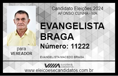 Candidato EVANGELISTA BRAGA 2024 - AFONSO CUNHA - Eleições