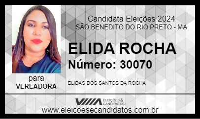 Candidato ELIDA ROCHA 2024 - SÃO BENEDITO DO RIO PRETO - Eleições