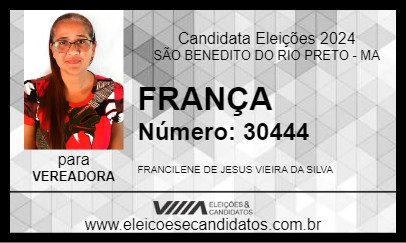 Candidato FRANÇA 2024 - SÃO BENEDITO DO RIO PRETO - Eleições