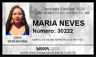 Candidato MARIA NEVES 2024 - SÃO BENEDITO DO RIO PRETO - Eleições