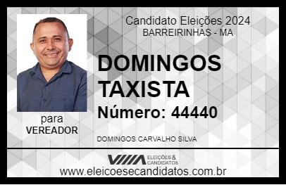 Candidato DOMINGOS TAXISTA 2024 - BARREIRINHAS - Eleições