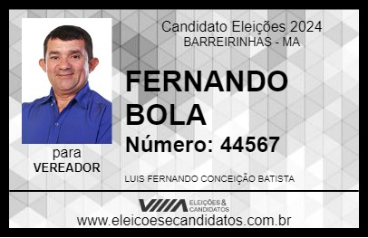 Candidato FERNANDO BOLA 2024 - BARREIRINHAS - Eleições