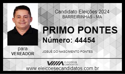 Candidato PRIMO PONTES 2024 - BARREIRINHAS - Eleições