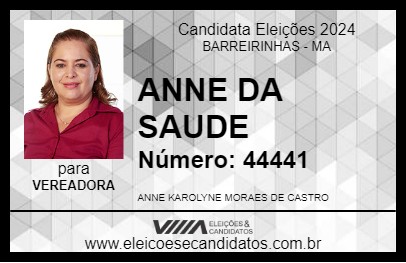 Candidato ANNE DA SAUDE 2024 - BARREIRINHAS - Eleições