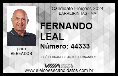 Candidato FERNANDO LEAL 2024 - BARREIRINHAS - Eleições