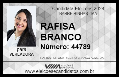 Candidato RAFISA BRANCO 2024 - BARREIRINHAS - Eleições