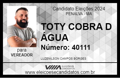 Candidato TOTY COBRA D ÁGUA 2024 - PENALVA - Eleições