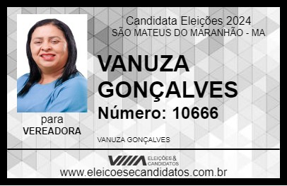 Candidato VANUZA GONÇALVES 2024 - SÃO MATEUS DO MARANHÃO - Eleições