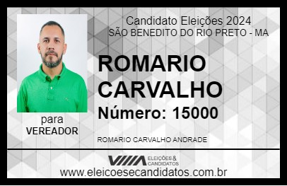 Candidato ROMARIO CARVALHO 2024 - SÃO BENEDITO DO RIO PRETO - Eleições