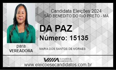 Candidato DA PAZ 2024 - SÃO BENEDITO DO RIO PRETO - Eleições